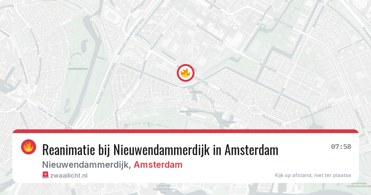 Reanimatie bij Nieuwendammerdijk in Amsterdam — 5 aug 2026