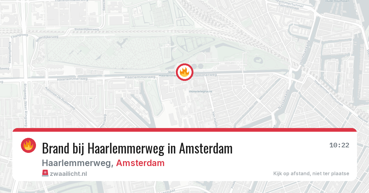 Brand bij Haarlemmerweg in Amsterdam — 9 aug 2026