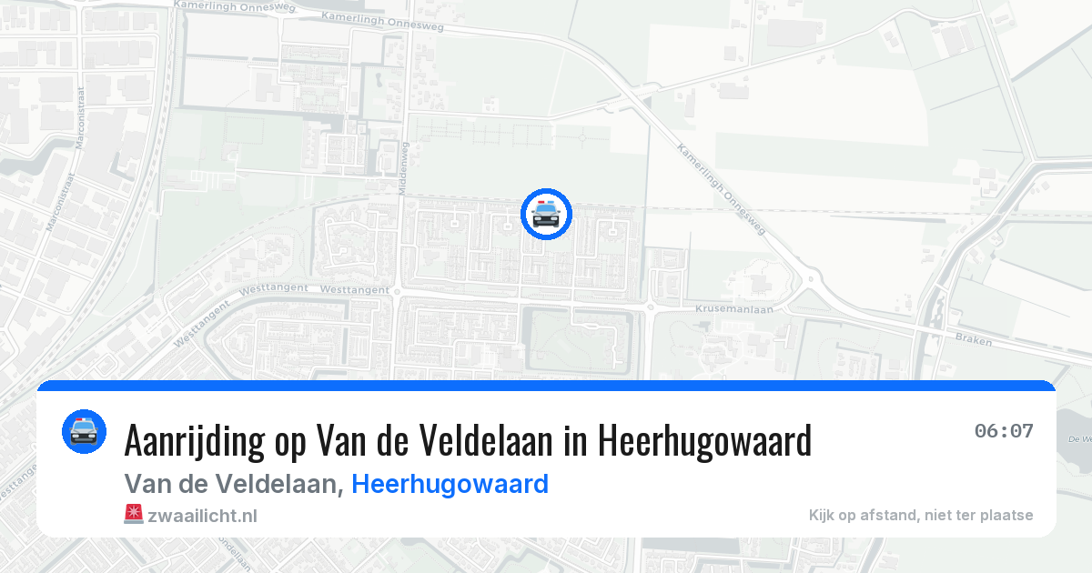 Aanrijding op Van de Veldelaan in Heerhugowaard — 9 aug 2026