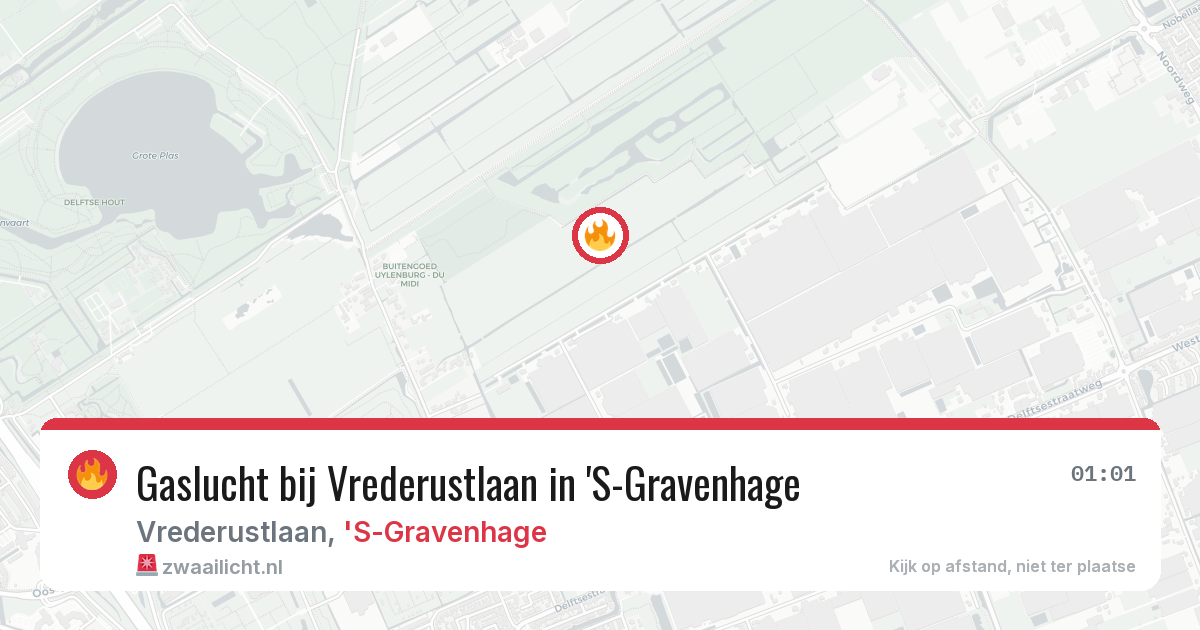 Gaslucht bij Vrederustlaan in 'S-Gravenhage — 9 mrt 2026