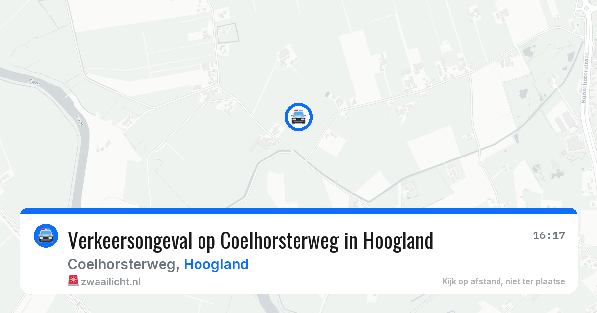 Verkeersongeval op Coelhorsterweg in Hoogland — 9 jul 2026