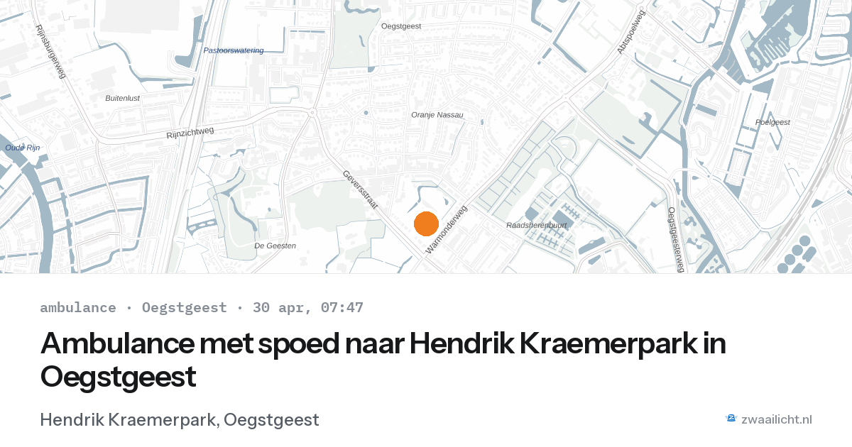 Ambulance met spoed naar Hendrik Kraemerpark in Oegstgeest — 30 apr 2026