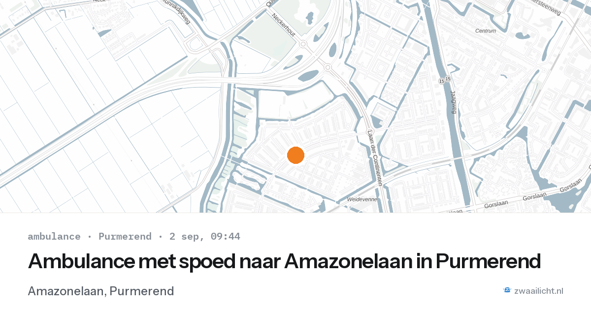 Ambulance met spoed naar Amazonelaan in Purmerend — 2 sep 2026