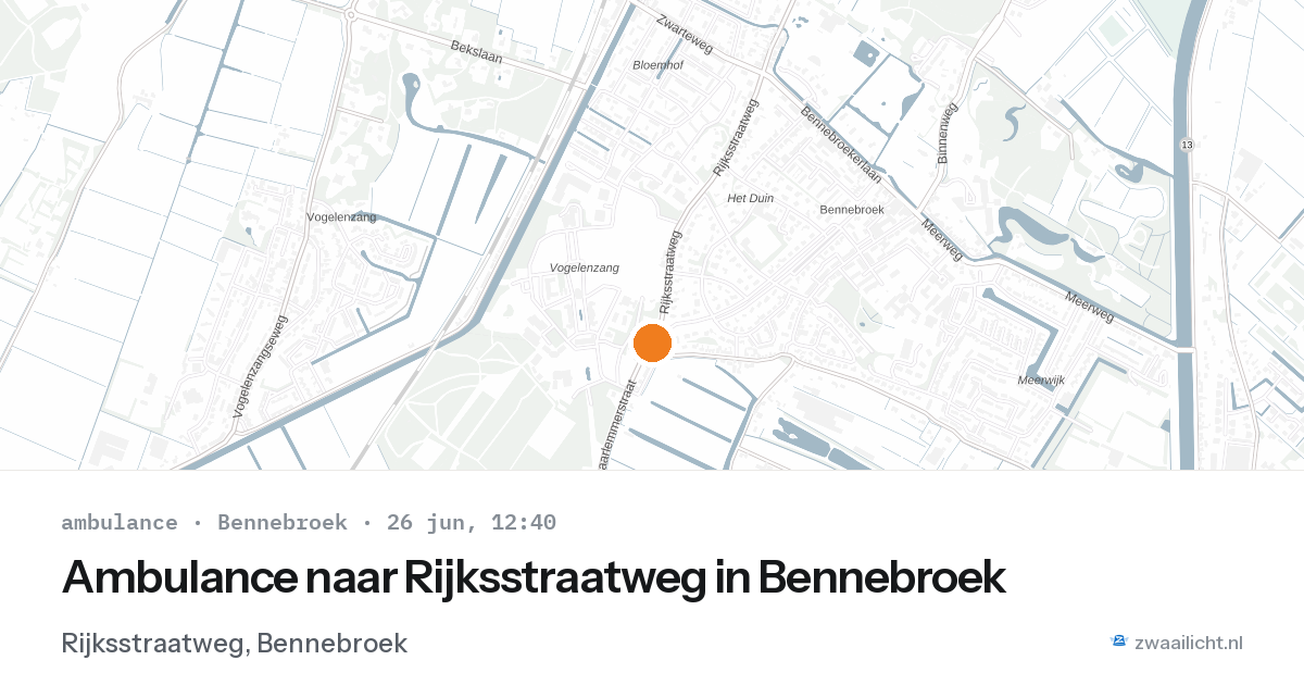 Ambulance naar Rijksstraatweg in Bennebroek — 26 jun 2026
