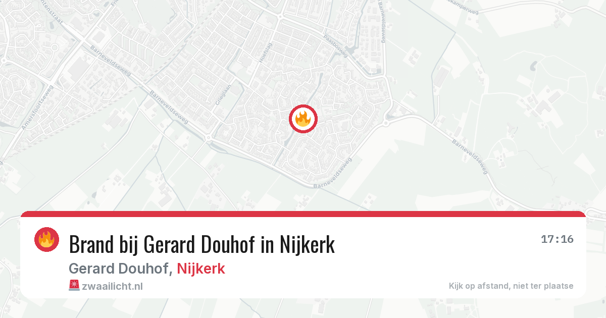 Brand bij Gerard Douhof in Nijkerk — 19 mrt 2026