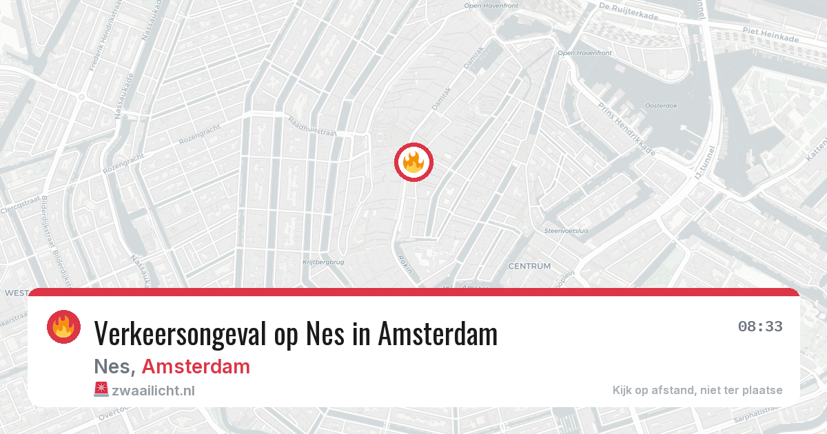 Verkeersongeval op Nes in Amsterdam — 6 aug 2026