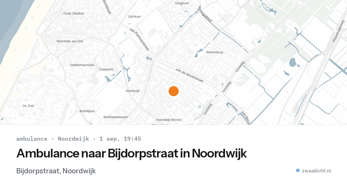 Ambulance naar Bijdorpstraat in Noordwijk — 1 sep 2026