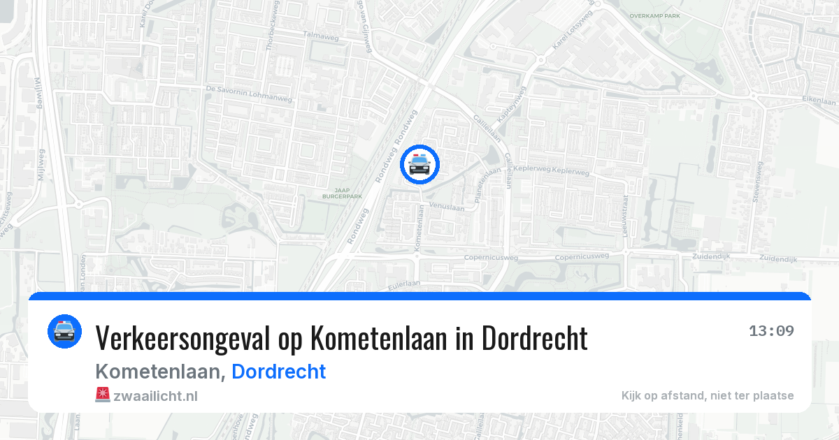 Verkeersongeval op Kometenlaan in Dordrecht — 20 jan 2026