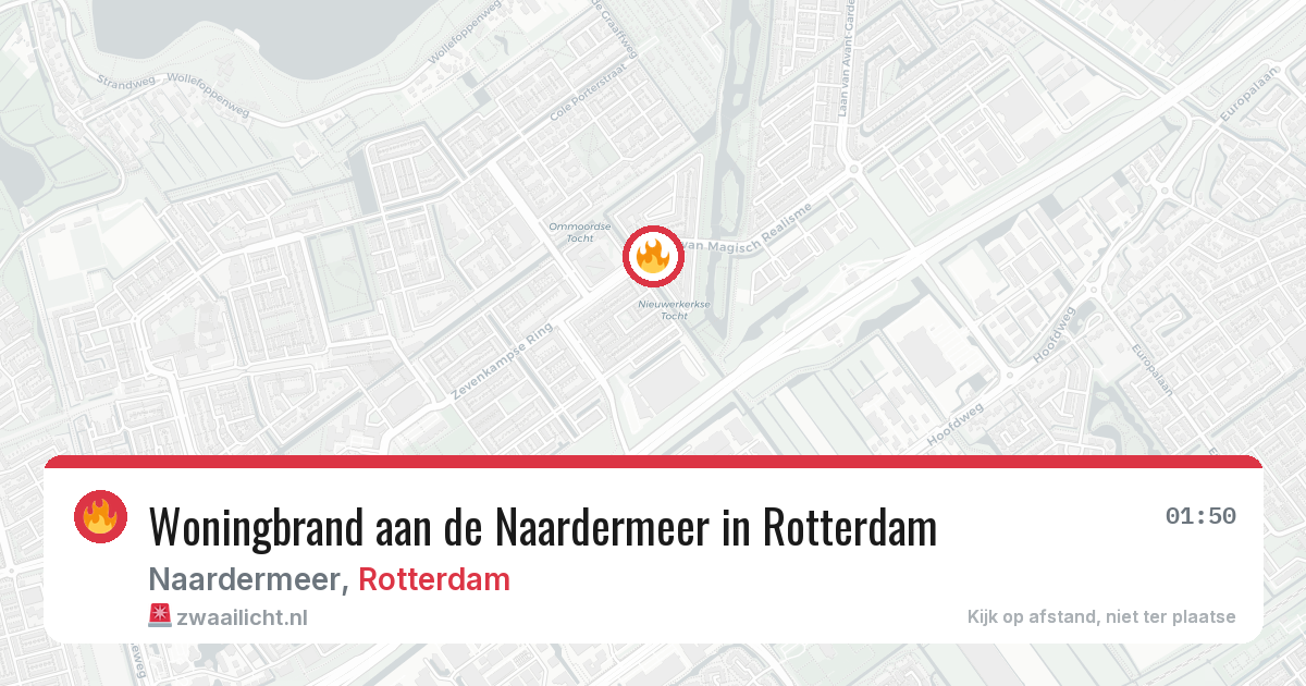Woningbrand aan de Naardermeer in Rotterdam — 1 jul 2026