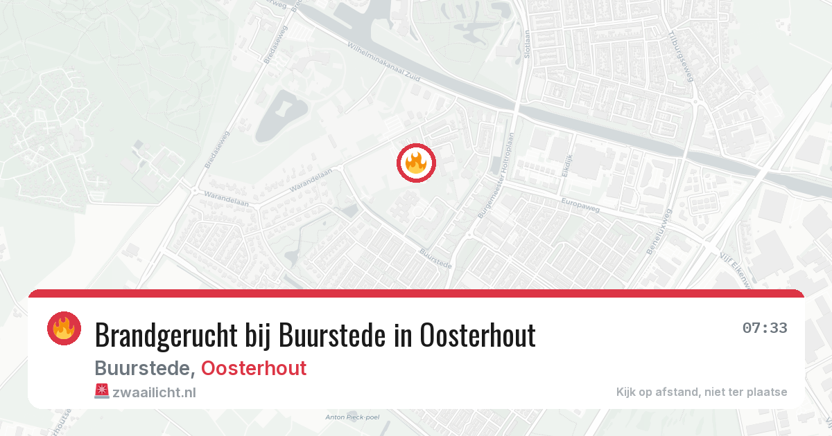 Brandgerucht bij Buurstede in Oosterhout — 30 jul 2026