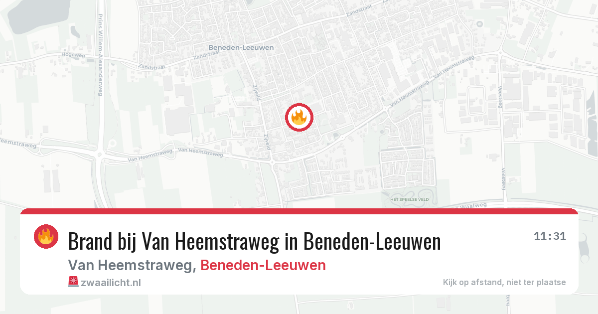 Brand bij Van Heemstraweg in Beneden-Leeuwen — 14 aug 2026