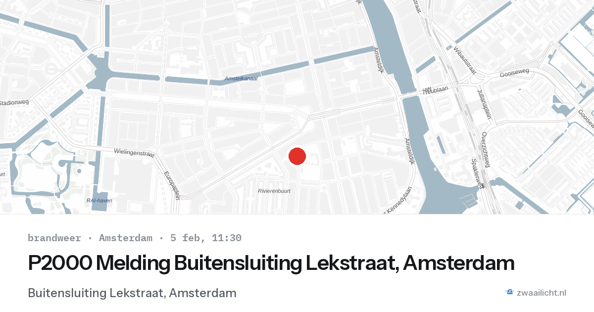 P2000 Melding Buitensluiting Lekstraat, Amsterdam — 5 feb 2026