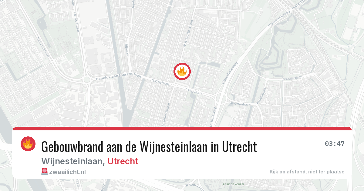 Gebouwbrand aan de Wijnesteinlaan in Utrecht — 30 jul 2026