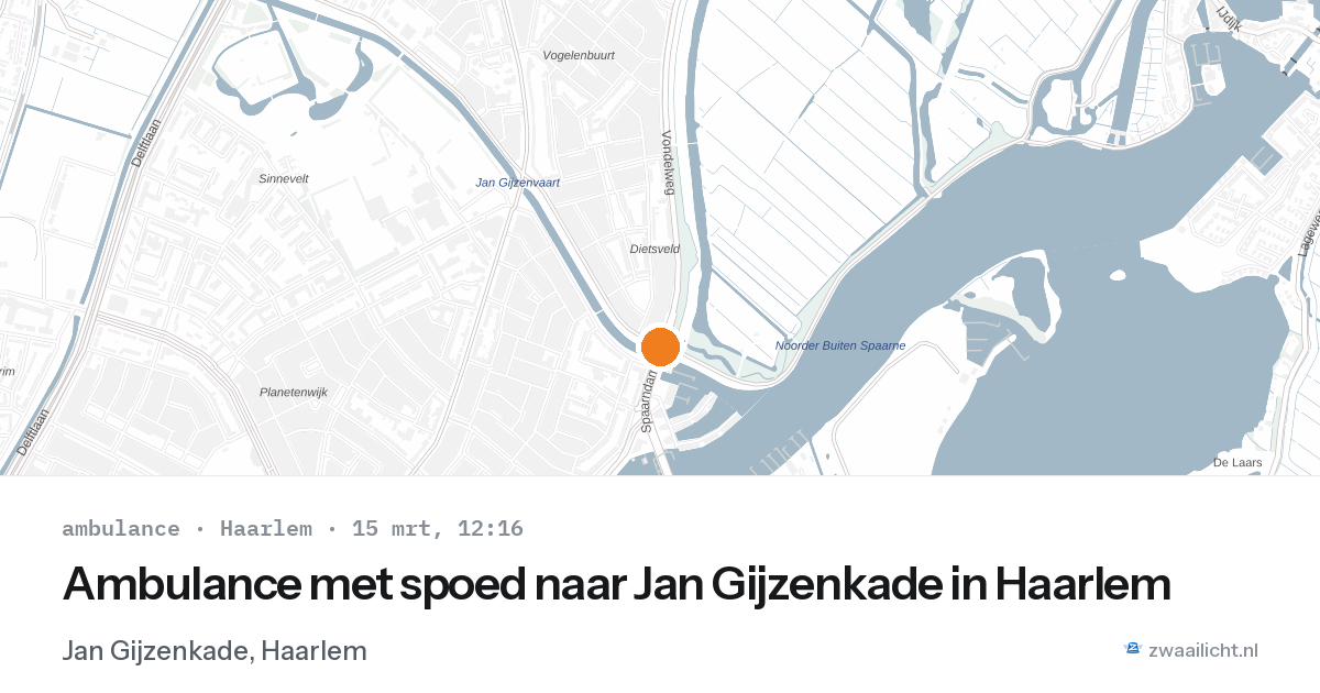 Ambulance met spoed naar Jan Gijzenkade in Haarlem — 15 mrt 2026