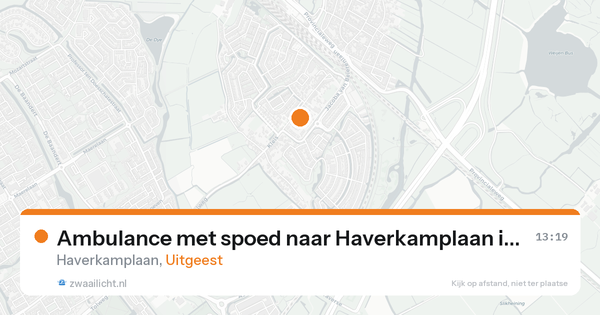 Ambulance met spoed naar Haverkamplaan in Uitgeest — 25 aug 2026