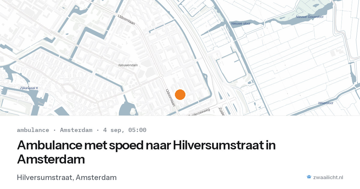 Ambulance met spoed naar Hilversumstraat in Amsterdam — 4 sep 2026