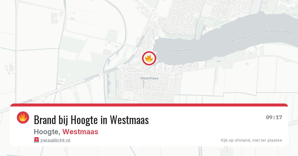 Brand bij Hoogte in Westmaas — 26 mei 2026