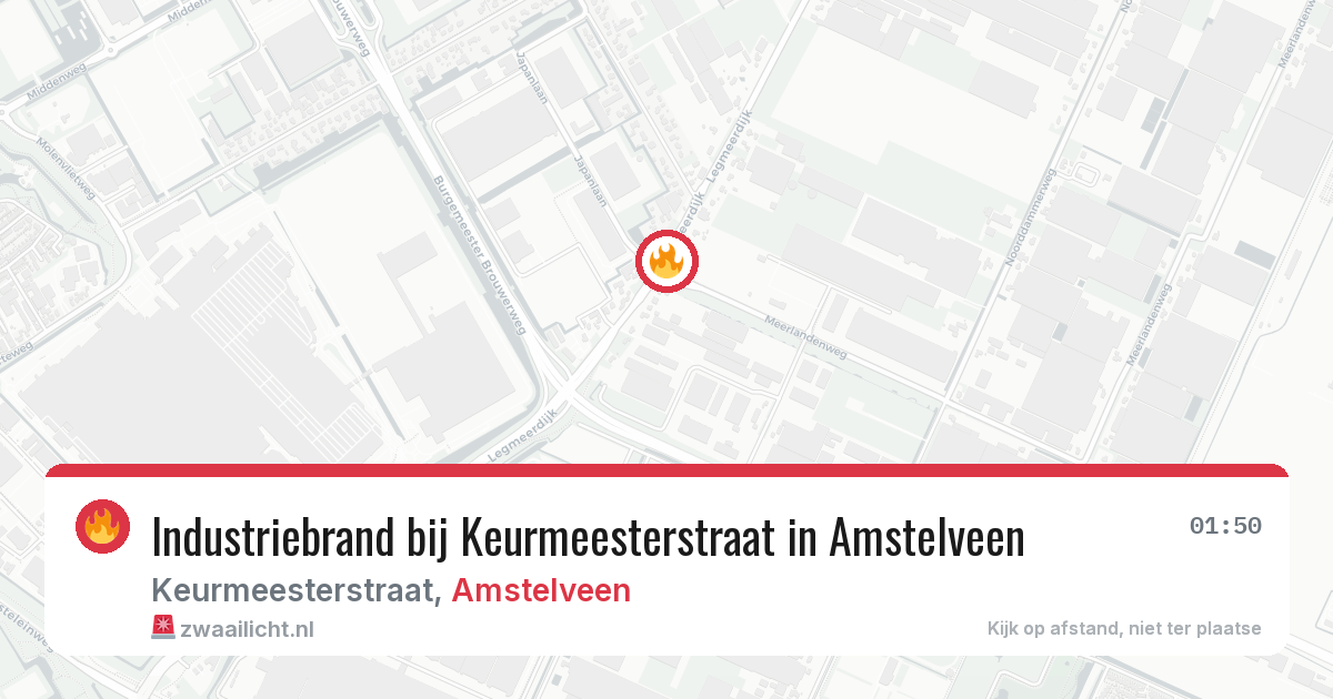 Industriebrand bij Keurmeesterstraat in Amstelveen — 20 jul 2026
