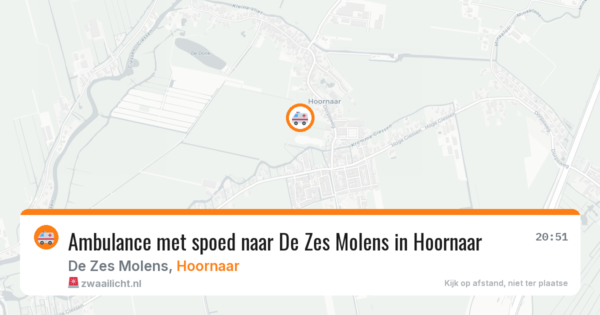 Ambulance met spoed naar De Zes Molens in Hoornaar — 4 aug 2026