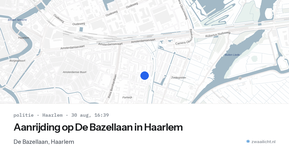 Aanrijding op De Bazellaan in Haarlem — 30 aug 2026