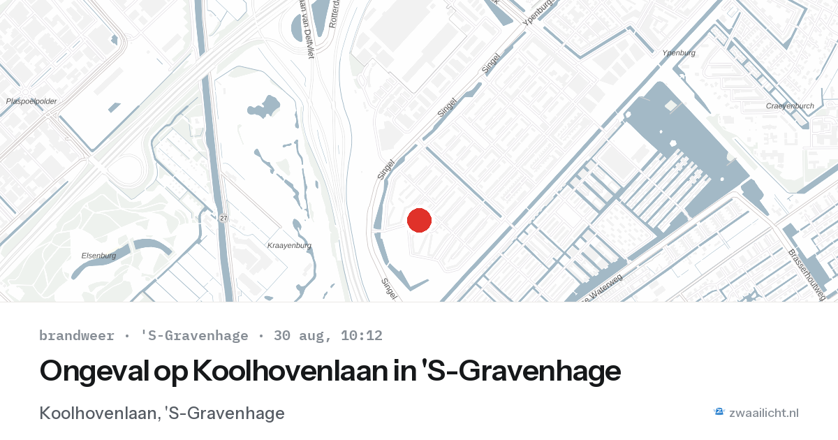 Ongeval op Koolhovenlaan in 'S-Gravenhage — 30 aug 2026