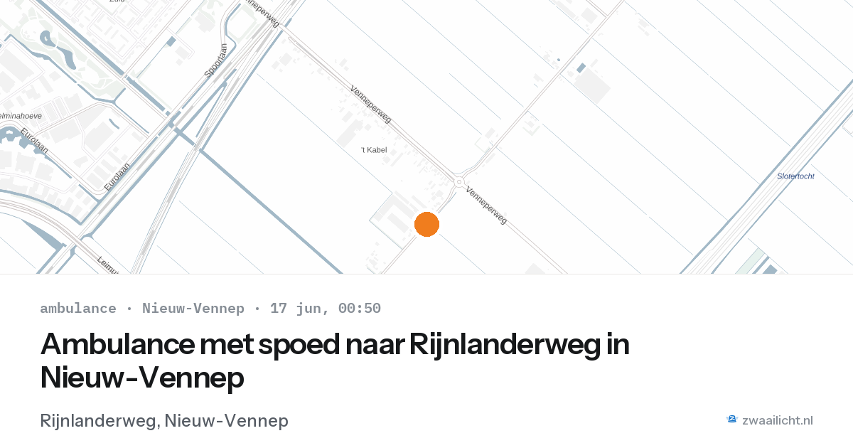 Ambulance met spoed naar Rijnlanderweg in Nieuw-Vennep — 16 jun 2026