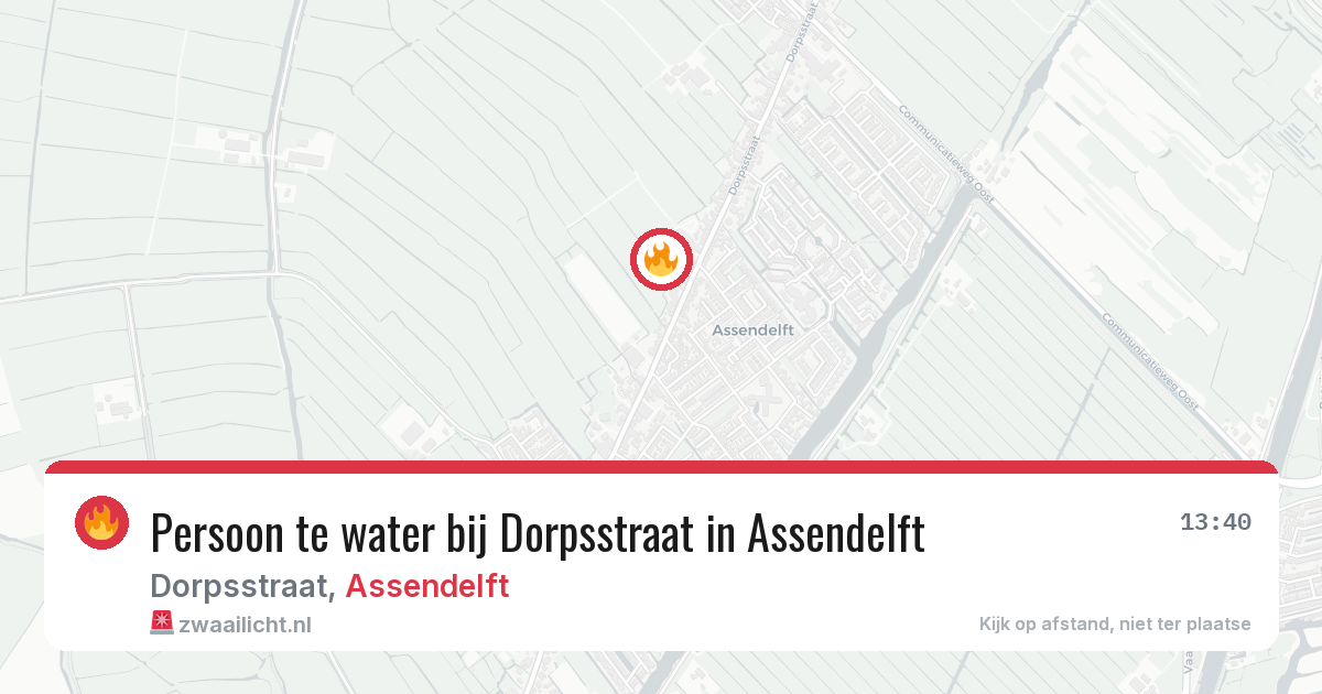 Persoon te water bij Dorpsstraat in Assendelft — 12 aug 2026