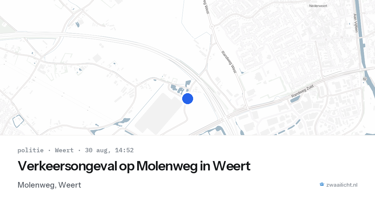 Verkeersongeval op Molenweg in Weert — 30 aug 2026