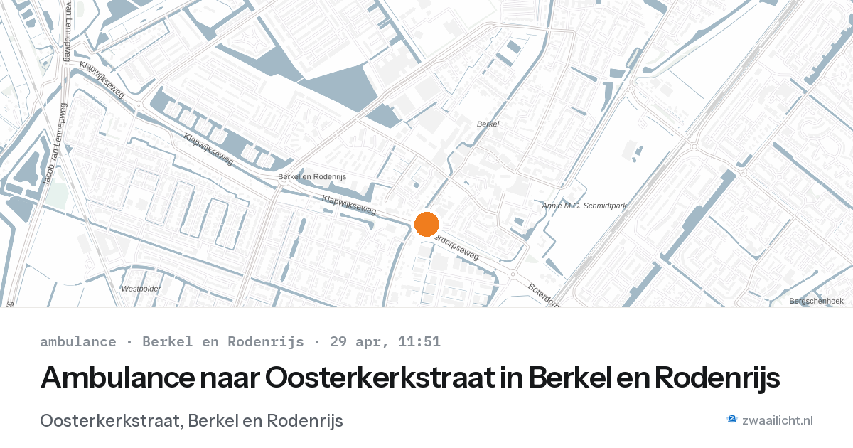 Ambulance naar Oosterkerkstraat in Berkel en Rodenrijs — 29 apr 2026