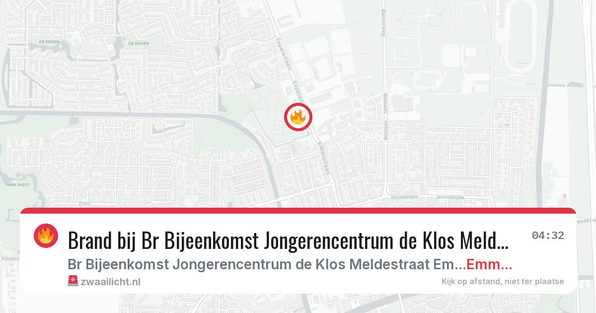 Brand bij Br Bijeenkomst Jongerencentrum de Klos Meldestraat Emmeloord in Emmeloord — 14 apr 2026
