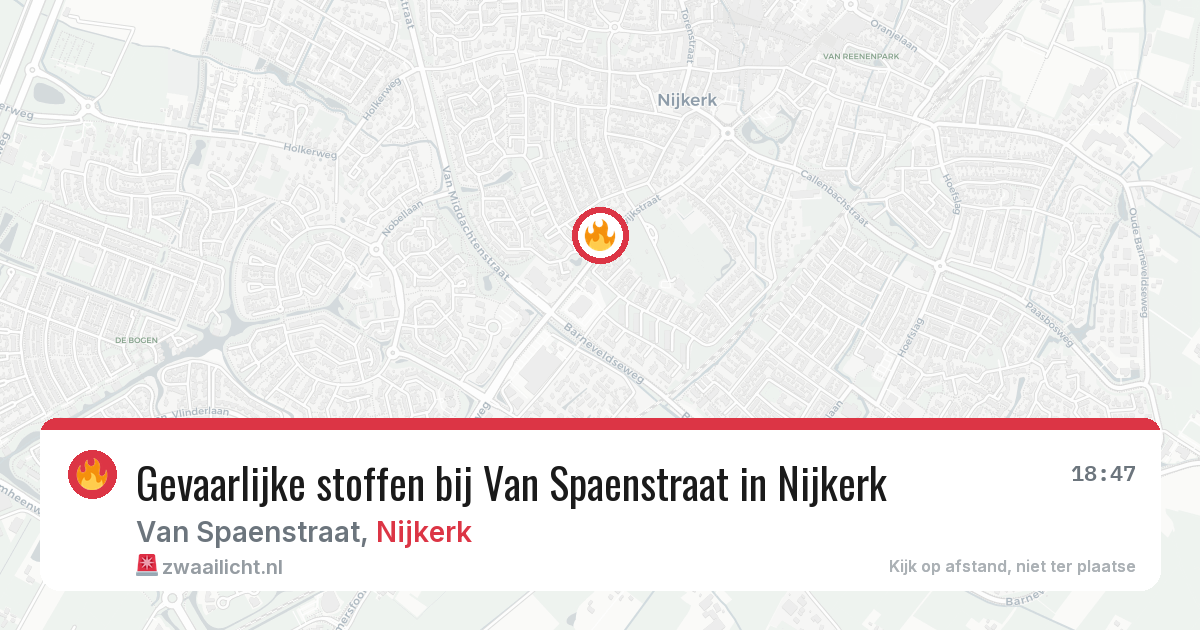 Gevaarlijke stoffen bij Van Spaenstraat in Nijkerk — 16 mrt 2026