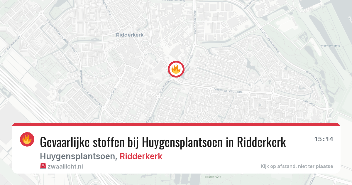 Gevaarlijke stoffen bij Huygensplantsoen in Ridderkerk — 10 aug 2026