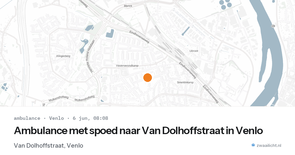 Ambulance met spoed naar Van Dolhoffstraat in Venlo — 6 jun 2026