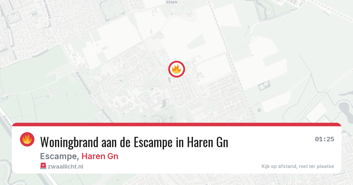Woningbrand aan de Escampe in Haren Gn — 27 jun 2026