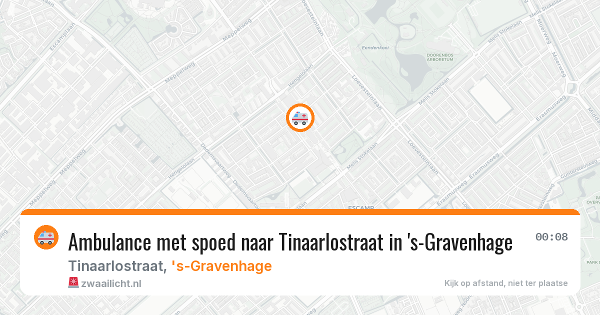 Ambulance met spoed naar Tinaarlostraat in 's-Gravenhage — 12 aug 2026