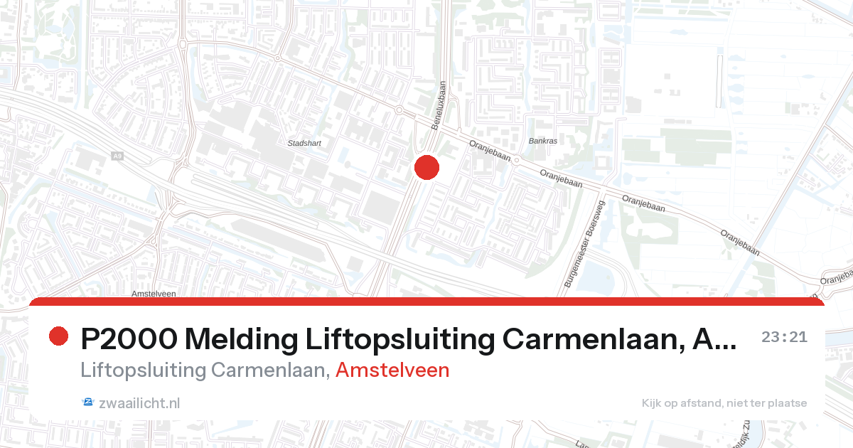 P2000 Melding Liftopsluiting Carmenlaan, Amstelveen — 31 jan 2026