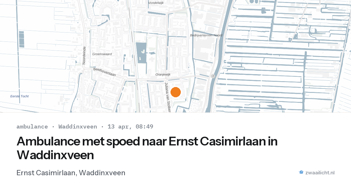 Ambulance met spoed naar Ernst Casimirlaan in Waddinxveen — 13 apr 2026