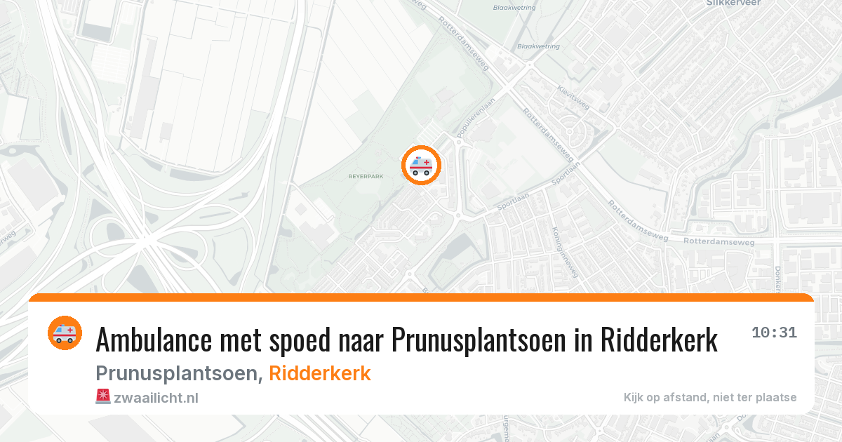 Ambulance met spoed naar Prunusplantsoen in Ridderkerk — 27 mei 2026