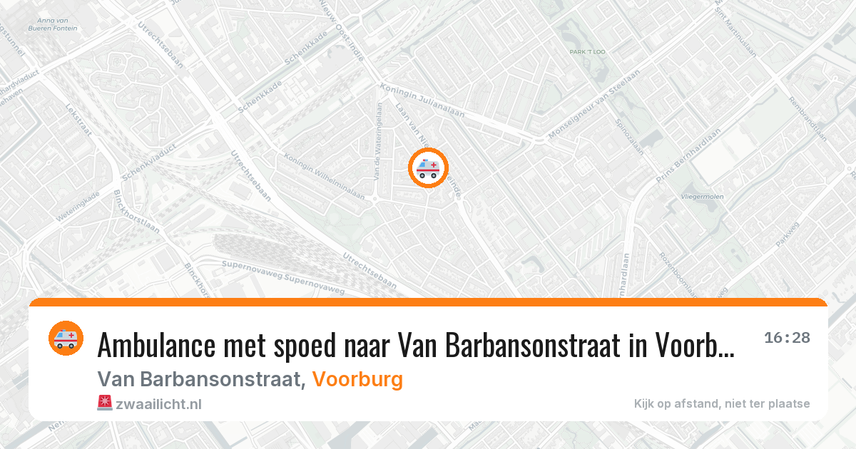 Ambulance met spoed naar Van Barbansonstraat in Voorburg — 28 jun 2026