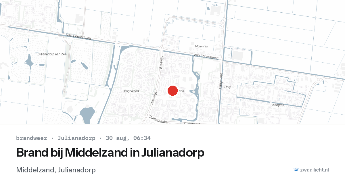 Brand bij Middelzand in Julianadorp — 30 aug 2026