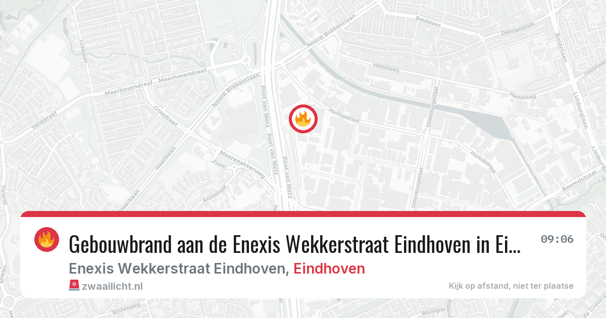 Gebouwbrand aan de Enexis Wekkerstraat Eindhoven in Eindhoven — 23 apr 2026