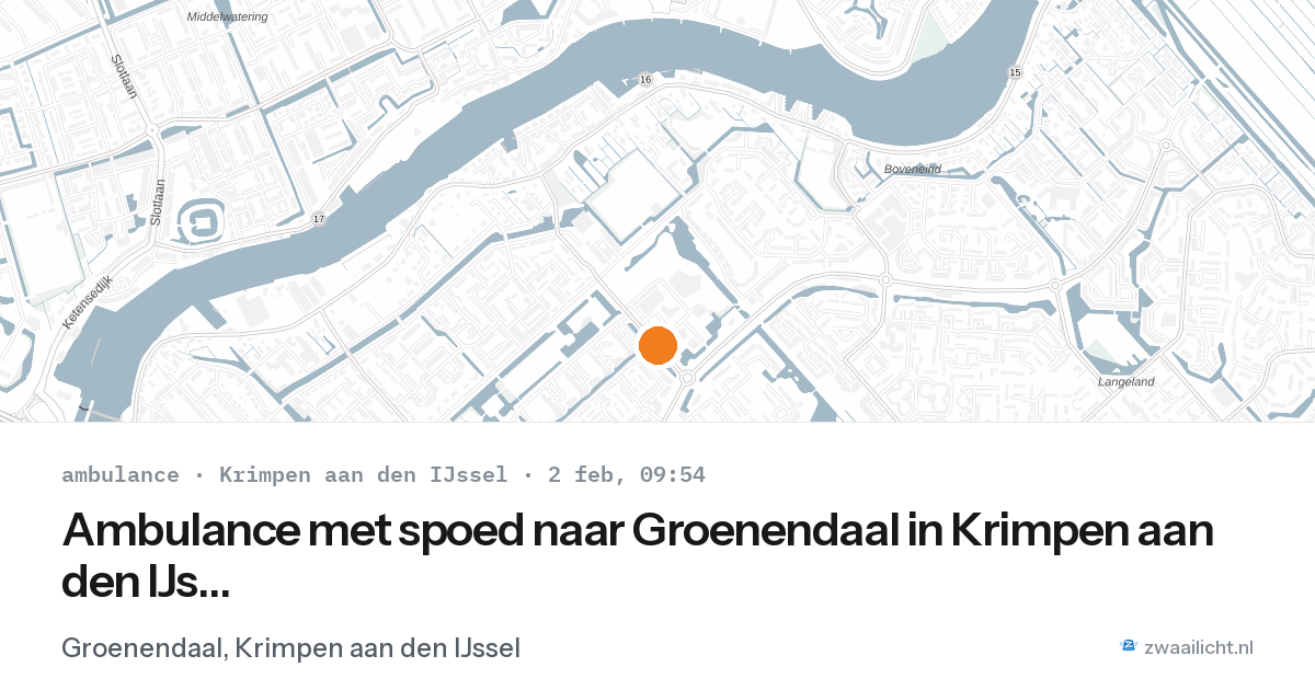 Ambulance met spoed naar Groenendaal in Krimpen aan den IJssel — 2 feb 2026
