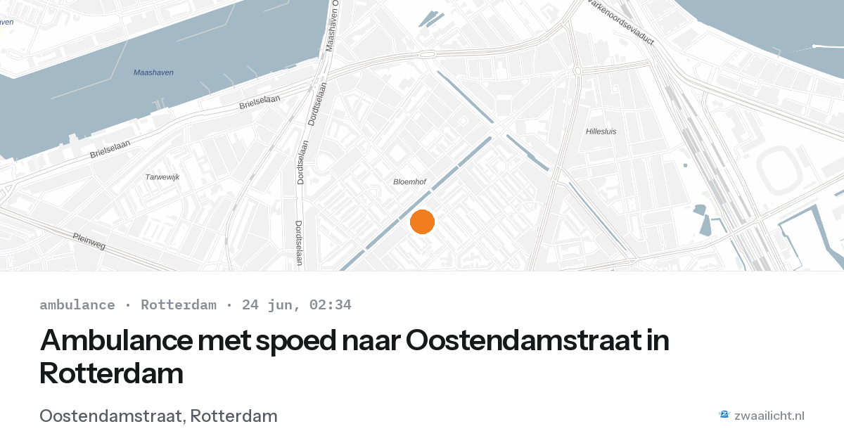 Ambulance met spoed naar Oostendamstraat in Rotterdam — 24 jun 2026