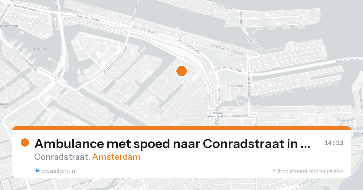 Ambulance met spoed naar Conradstraat in Amsterdam — 15 aug 2026