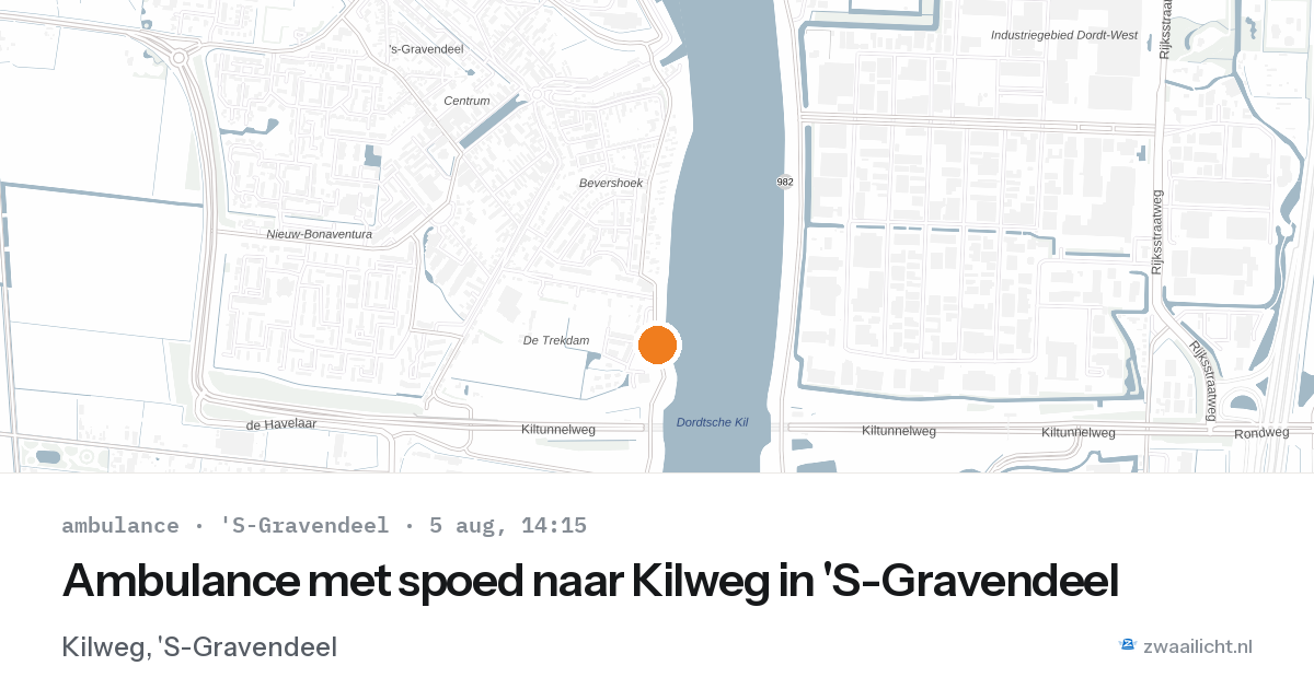 Ambulance met spoed naar Kilweg in 'S-Gravendeel — 5 aug 2026