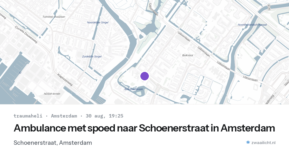 Ambulance met spoed naar Schoenerstraat in Amsterdam — 30 aug 2026