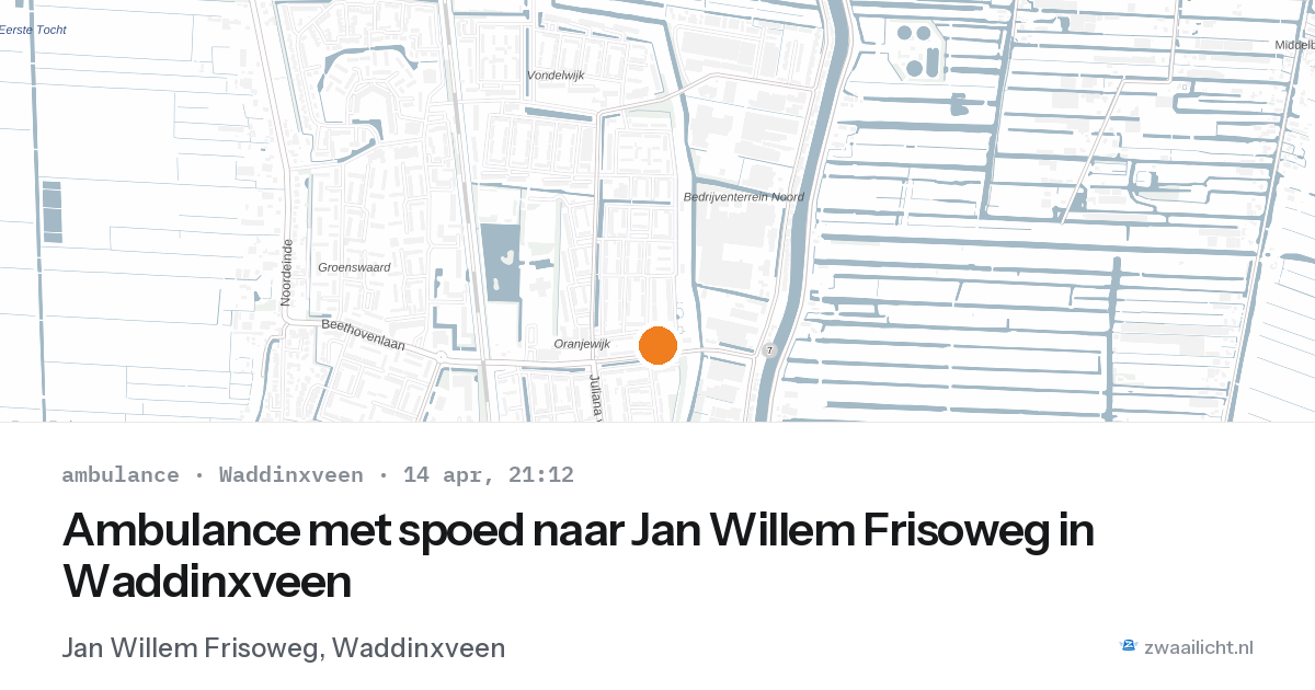 Ambulance met spoed naar Jan Willem Frisoweg in Waddinxveen — 14 apr 2026