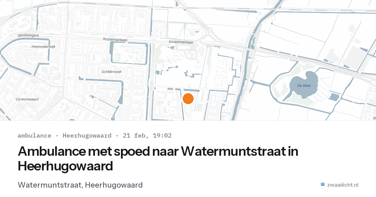 Ambulance met spoed naar Watermuntstraat in Heerhugowaard — 21 feb 2026