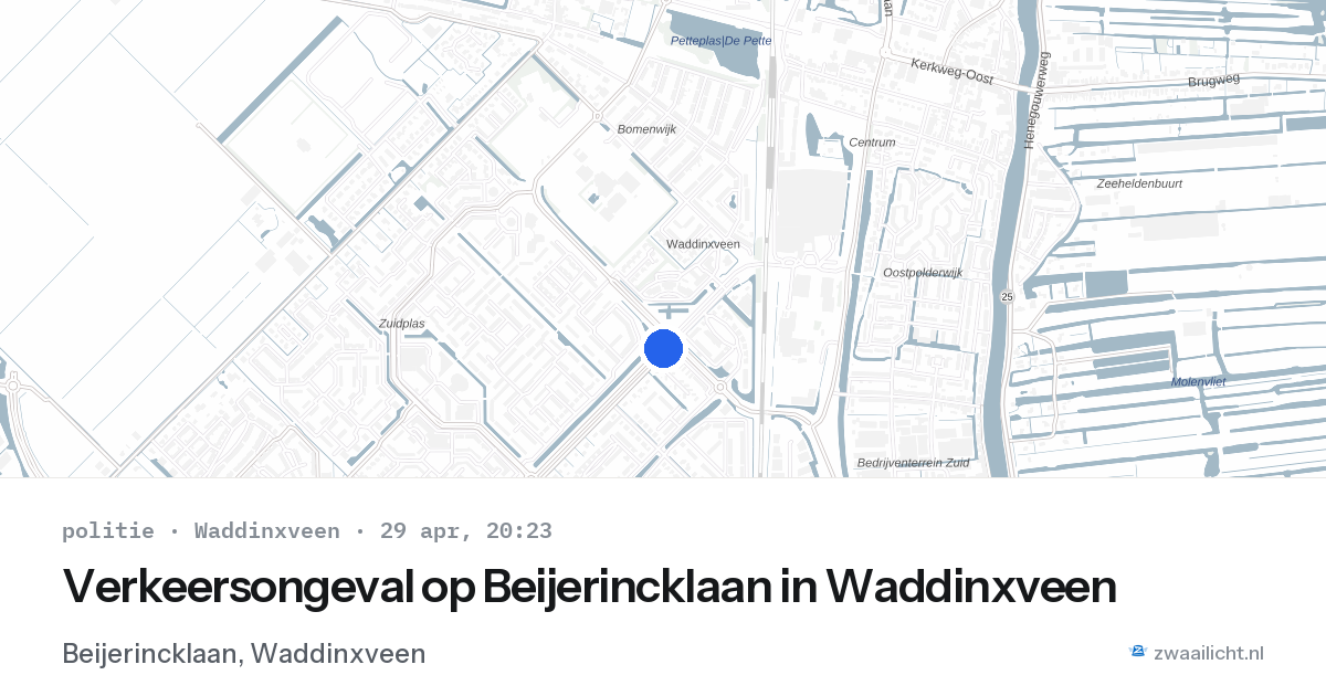 Verkeersongeval op Beijerincklaan in Waddinxveen — 29 apr 2026