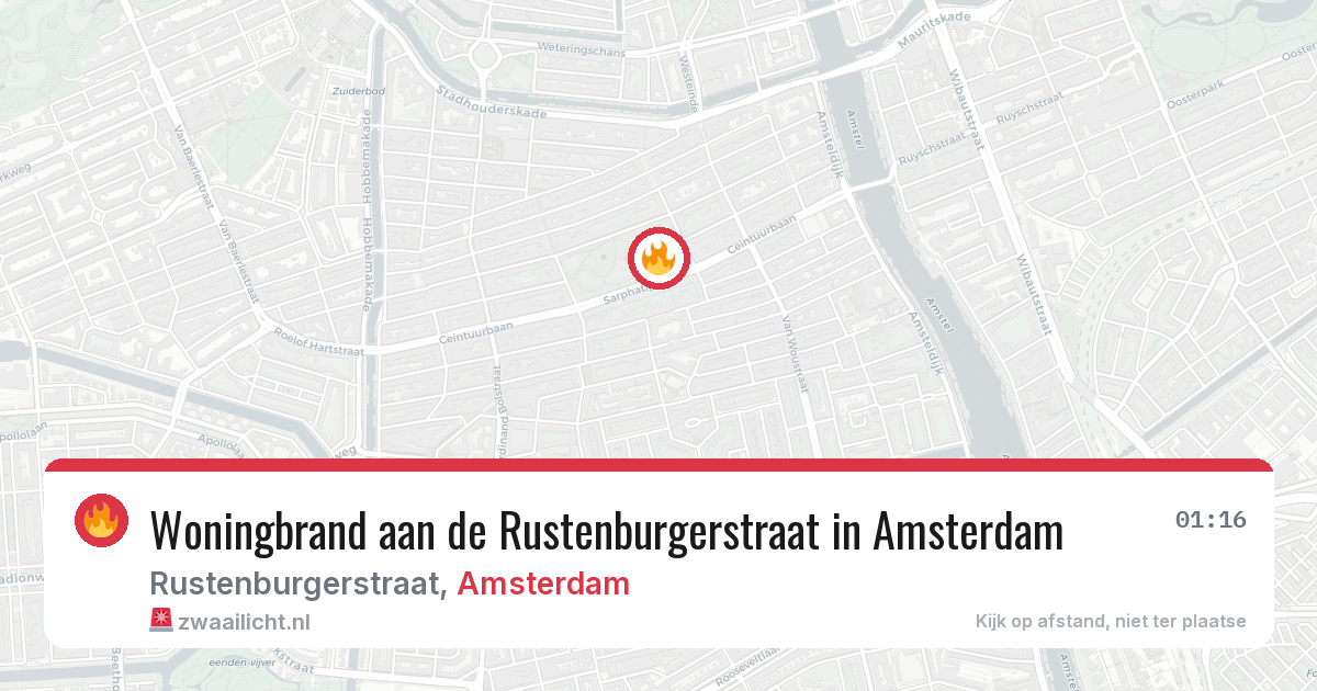 Woningbrand aan de Rustenburgerstraat in Amsterdam — 27 jun 2026